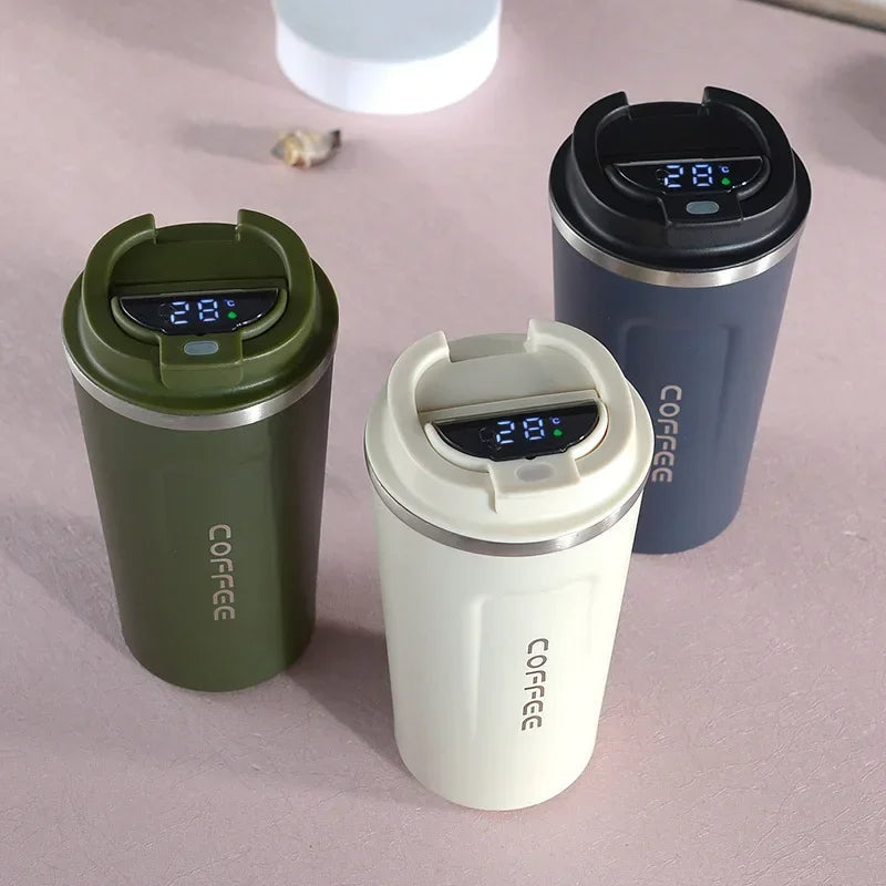 Stainless Steel Coffee Cup Temperature Display Vacuum Flask Thermal