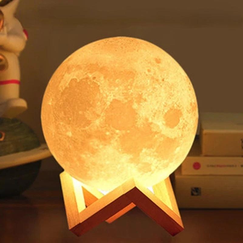 LED Night Light 3D Print Moon Lamp 8CM/12CM Battery